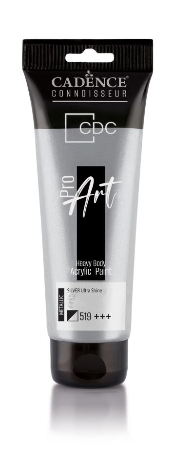 PROART HEAVY BODY  METALİK ULTRA PARLAK AKRİLİK BOYA PRD-519 GÜMÜŞ 120ML