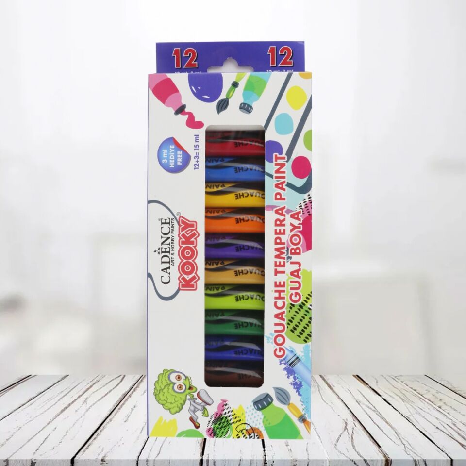 CADENCE KOOKY GUAJ BOYA ( TEMPERA ) 12'Lİ SET 15ML