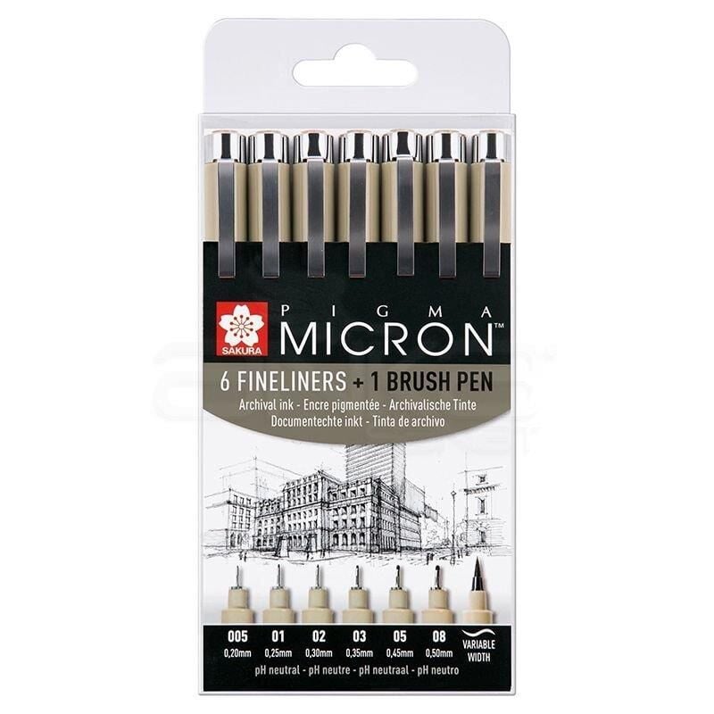 SAKURA PIGMA MICRON SİYAH SET 6+1'Lİ