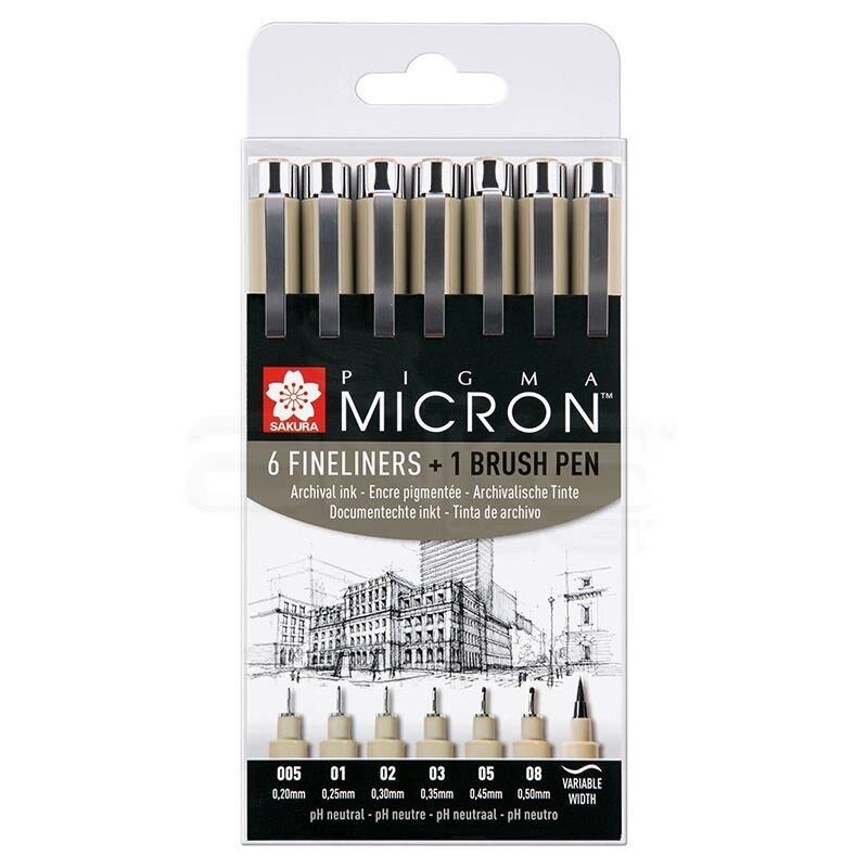 SAKURA PIGMA MICRON SİYAH SET 6+1'Lİ
