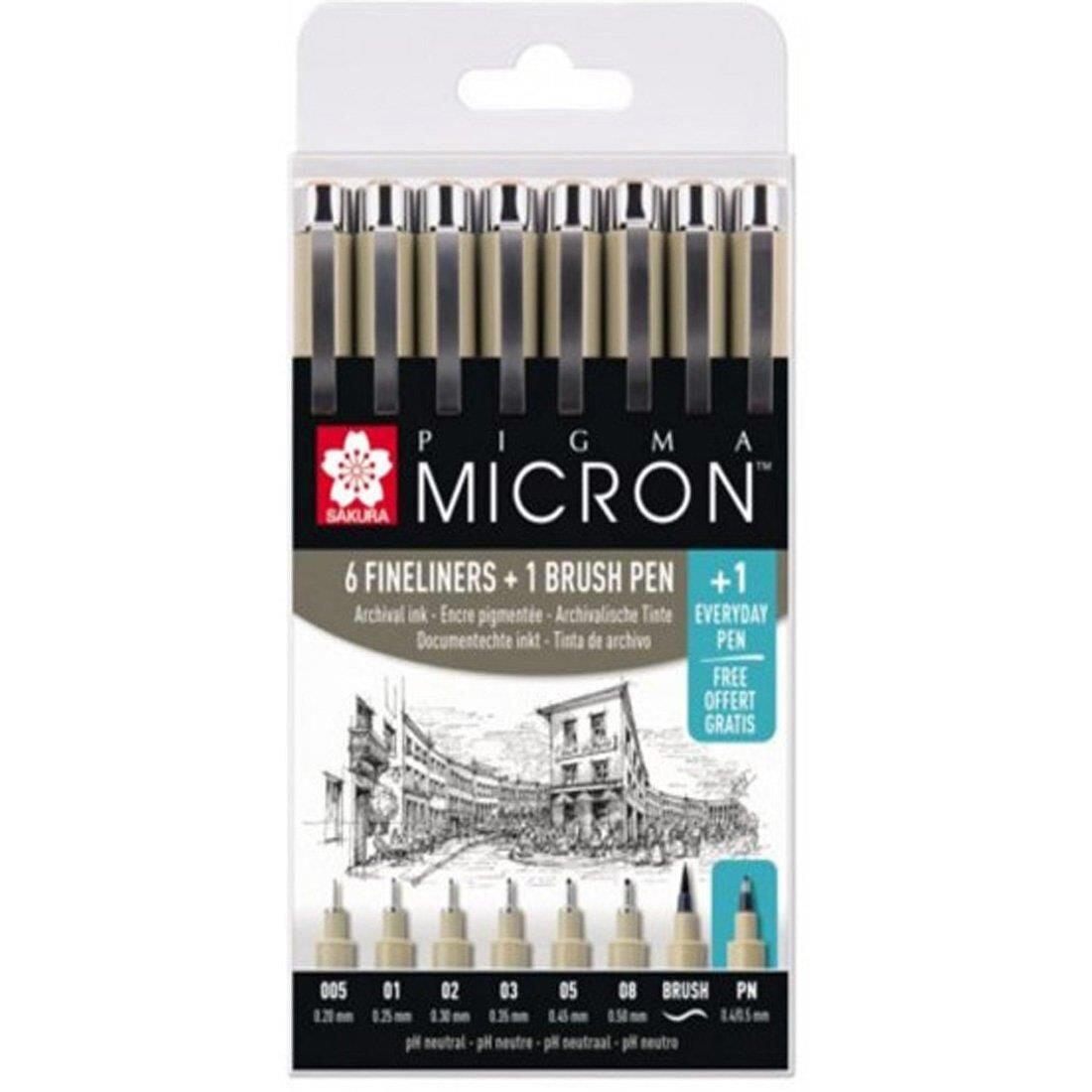 SAKURA PIGMA MICRON SİYAH SET 7+1'Lİ