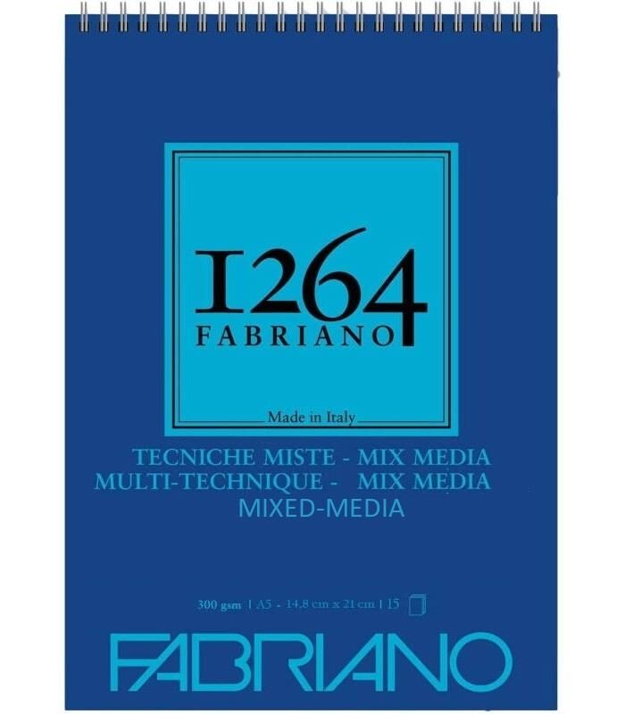 FABRIANO 1264 MIX MEDIA A5 - 300 GR - F-1264 ÇOK AMAÇLI DEFTER - ÜST SPİRALLİ - MİKROPERFORELİ