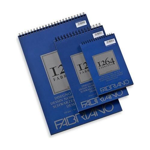 FABRIANO 1264 BLACK A4 - 200 GR - F-1264 SİYAH KAĞIT RESİM DEFTERİ - ÜST SPİRALLİ