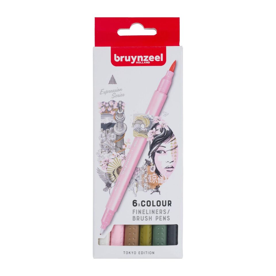 BRUYNZEEL FINELINER ÇİFT TARAFLI KALEM SETİ  6 RENK - TOKYO