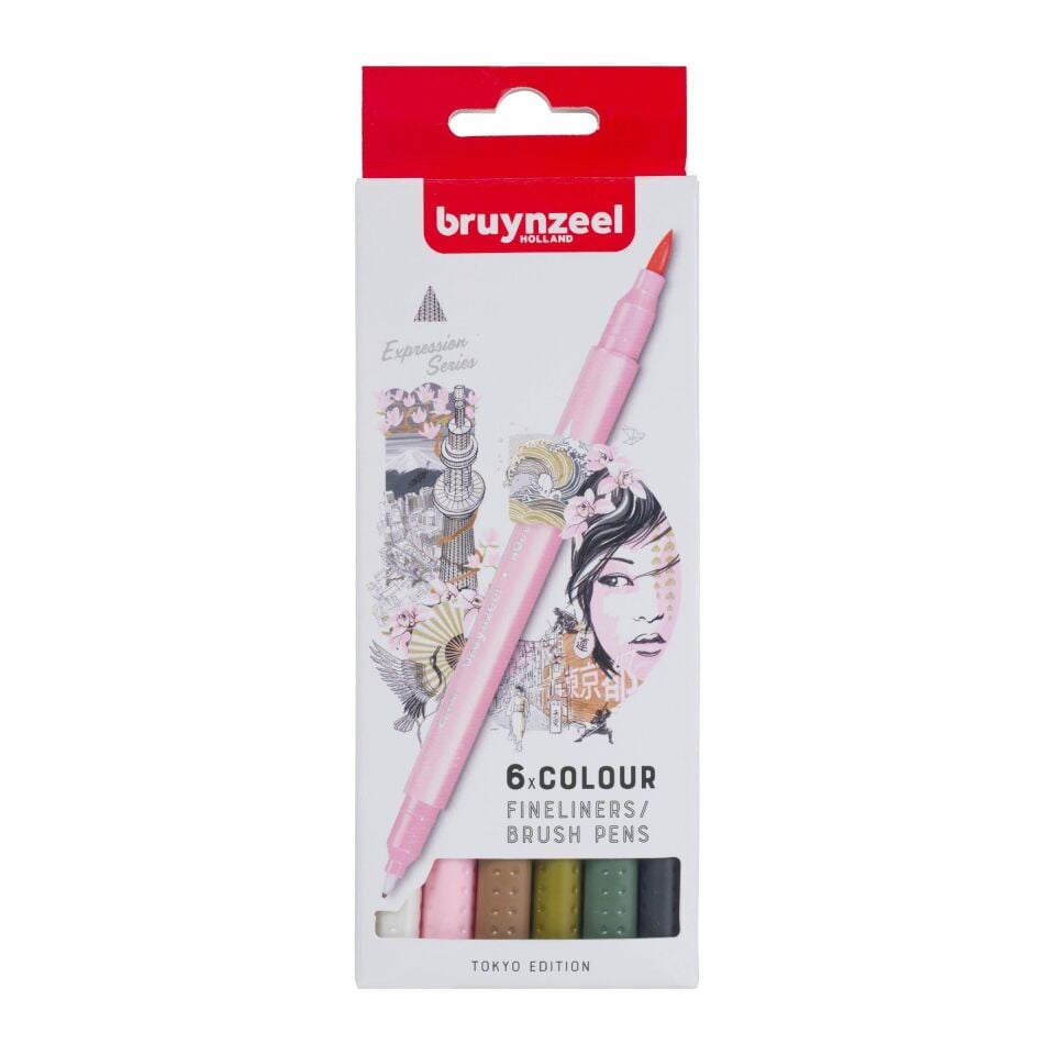 BRUYNZEEL FINELINER ÇİFT TARAFLI KALEM SETİ  6 RENK - TOKYO