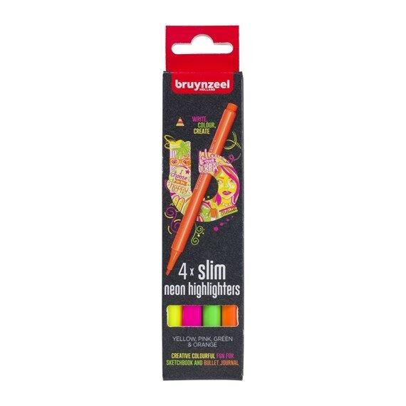 BRUYNZEEL HIGHLIGHTER SET SLIM 2.5 MM - FLORESAN İNCE UÇ KALEM SETİ 4 RENK