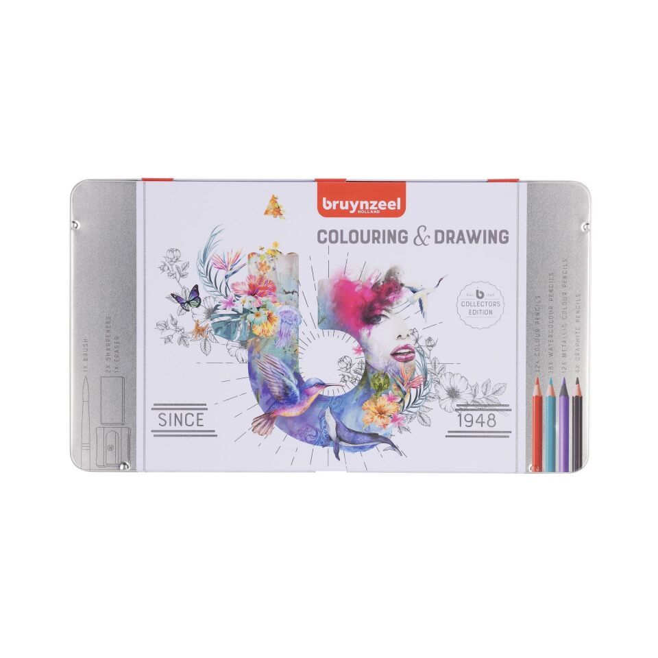 BRUYNZEEL 70'Lİ DRAWING KURU/SULU KALEM BOYA SETİ (METALİK. DERECELİ KARMA)