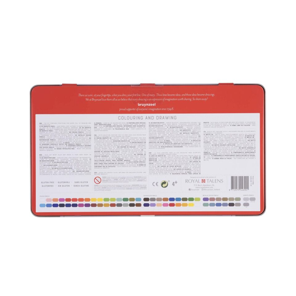 BRUYNZEEL 70'Lİ DRAWING KURU/SULU KALEM BOYA SETİ (METALİK. DERECELİ KARMA)
