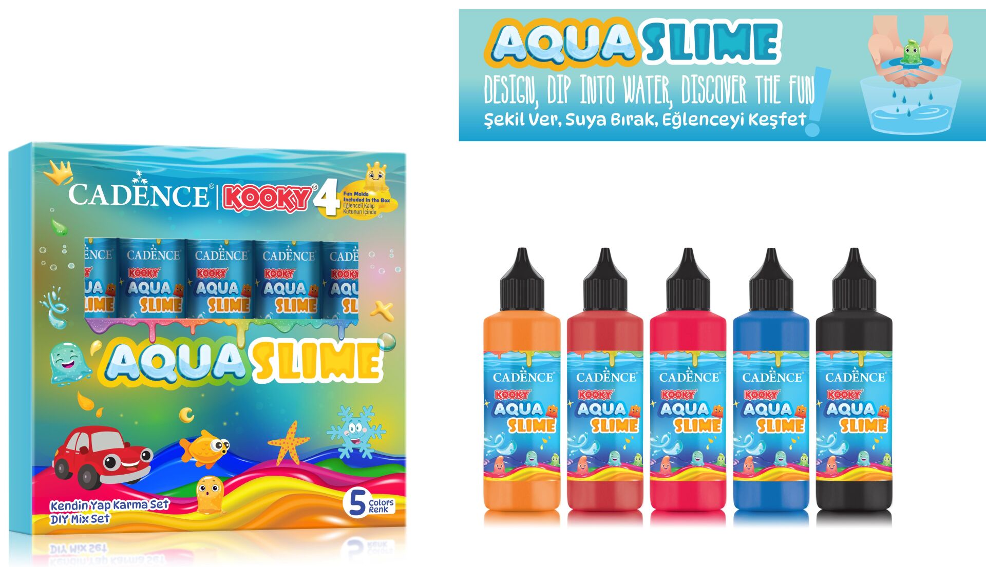 KOOKY AQUASLIME KENDİN YAP KARMA SET 5X90ML