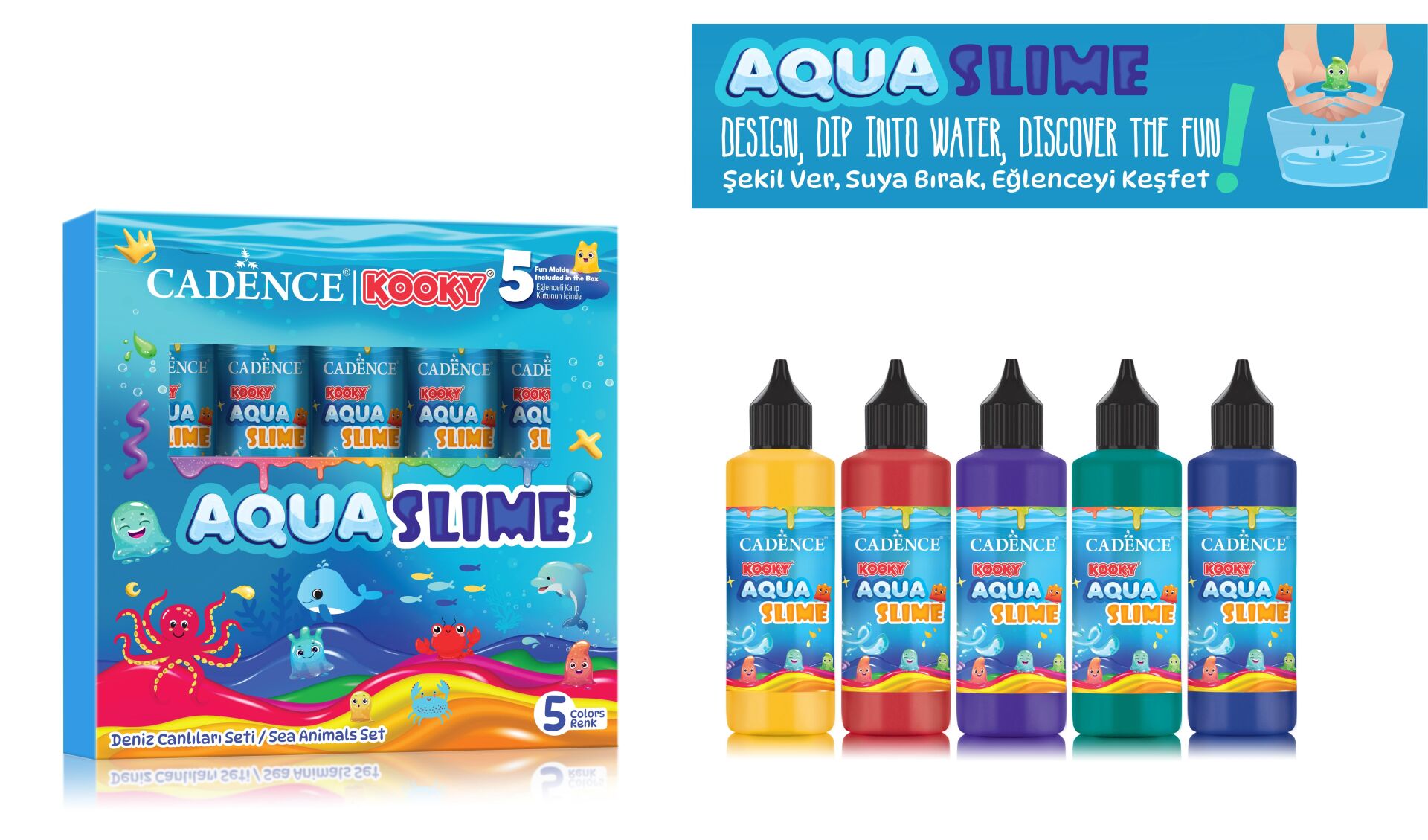 KOOKY AQUASLIME DENİZ CANLILARI SETİ 5X90ML