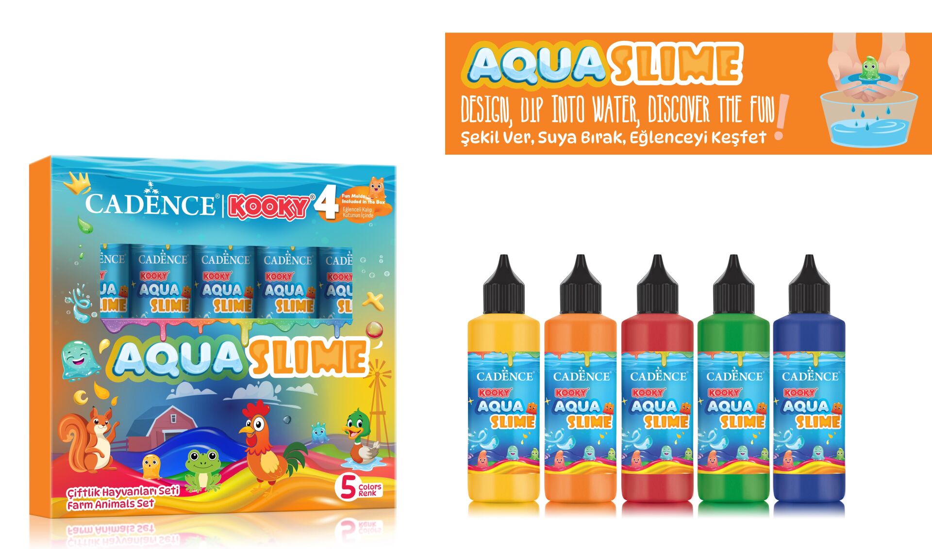 KOOKY AQUASLIME ÇİFTLİK HAYVANLARI SETİ 5X90ML
