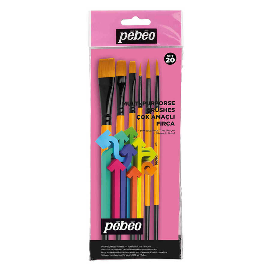PEBEO 6 lı FIRÇA SETİ 1DÜZKESİK-3/4+3 AD YVRLK NO:3,5,8+2 AD DÜZ KESİK 8,12