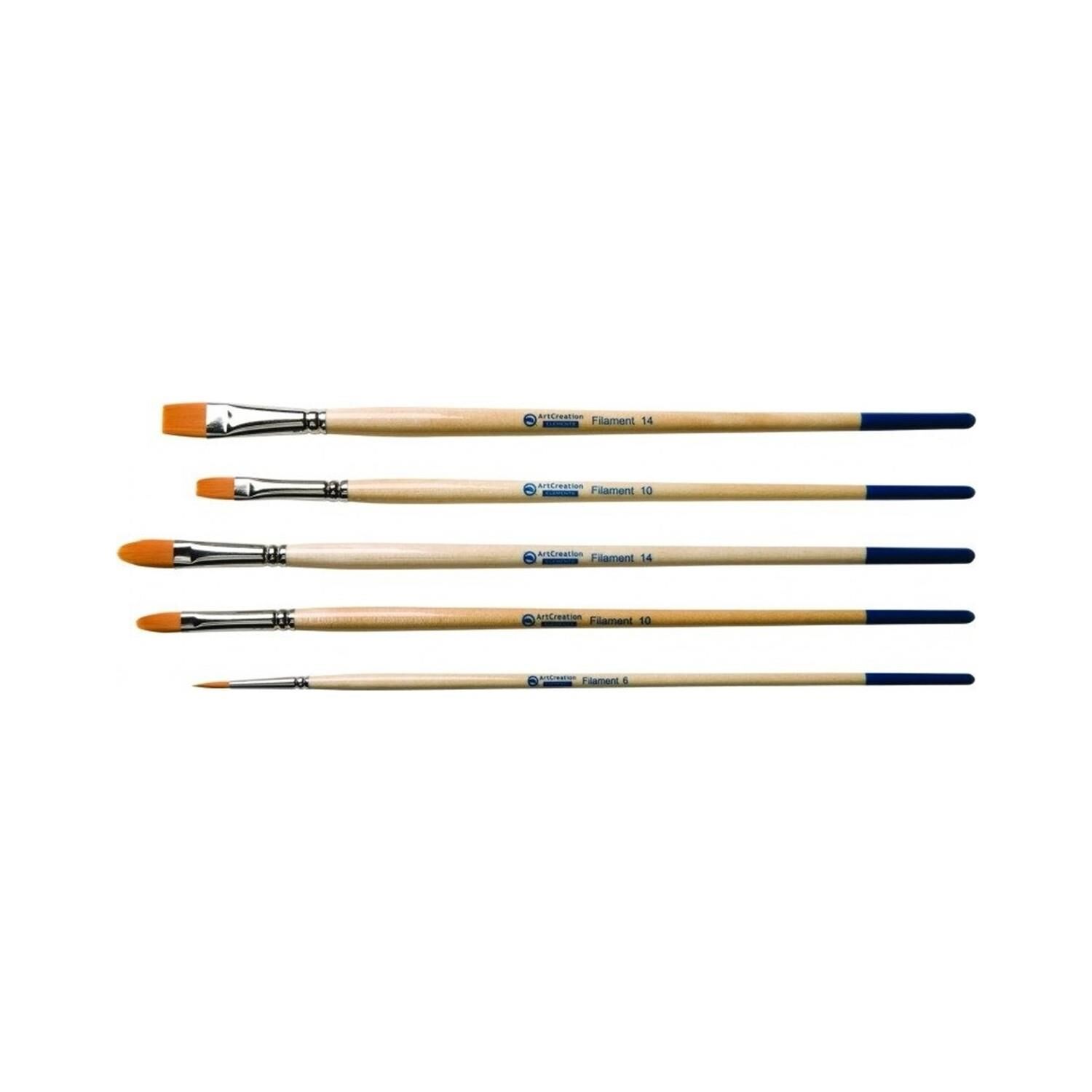 ART CREATION SENTETİK FIRÇA SETİ 5'Lİ (YUVARLAK.DÜZ.KEDİ DİLİ UÇ)