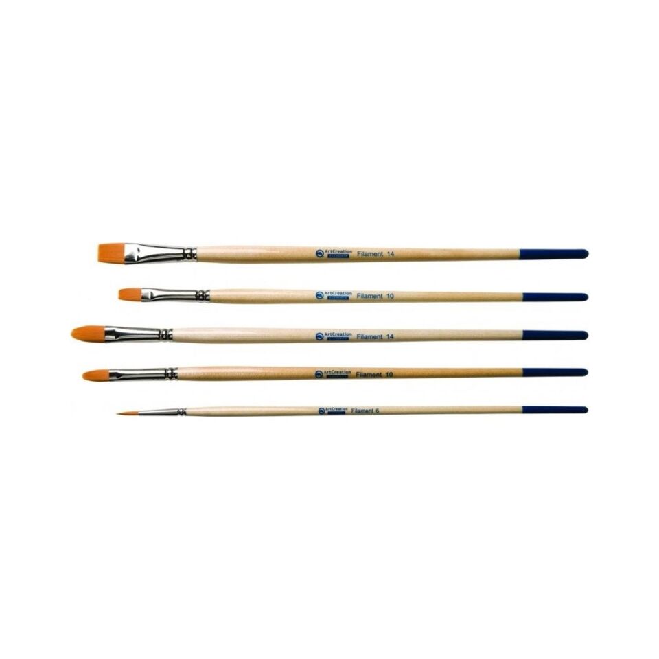 ART CREATION SENTETİK FIRÇA SETİ 5'Lİ (YUVARLAK.DÜZ.KEDİ DİLİ UÇ)