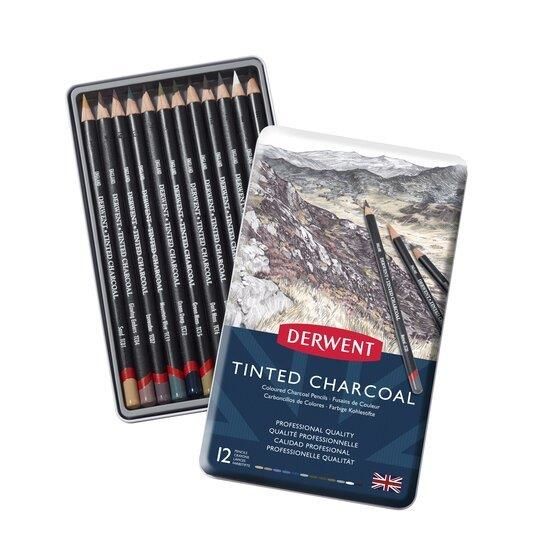 DERWENT TINTED CHARCOAL PENCIL 12'Lİ METAL KUTU