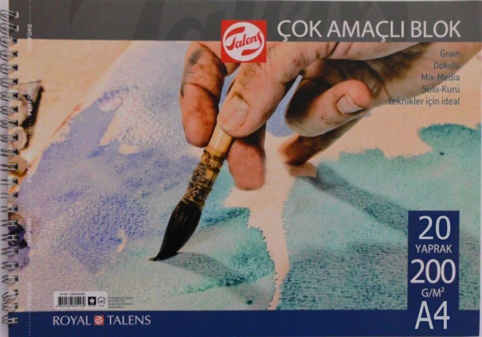 TALENS ÇOK AMAÇLI RESİM BLOĞU A4 - 200 GR - 20 YP - SPİRALLİ