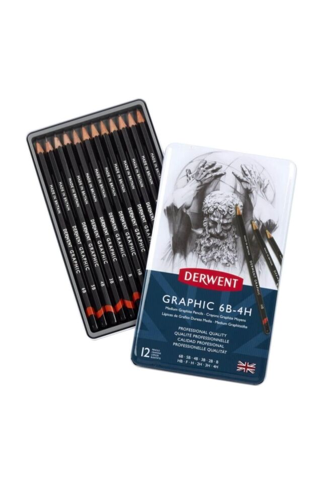 DERWENT GRAPHIC PENCIL MEDIUM 12'Lİ METAL KUTU (DESIGNER)