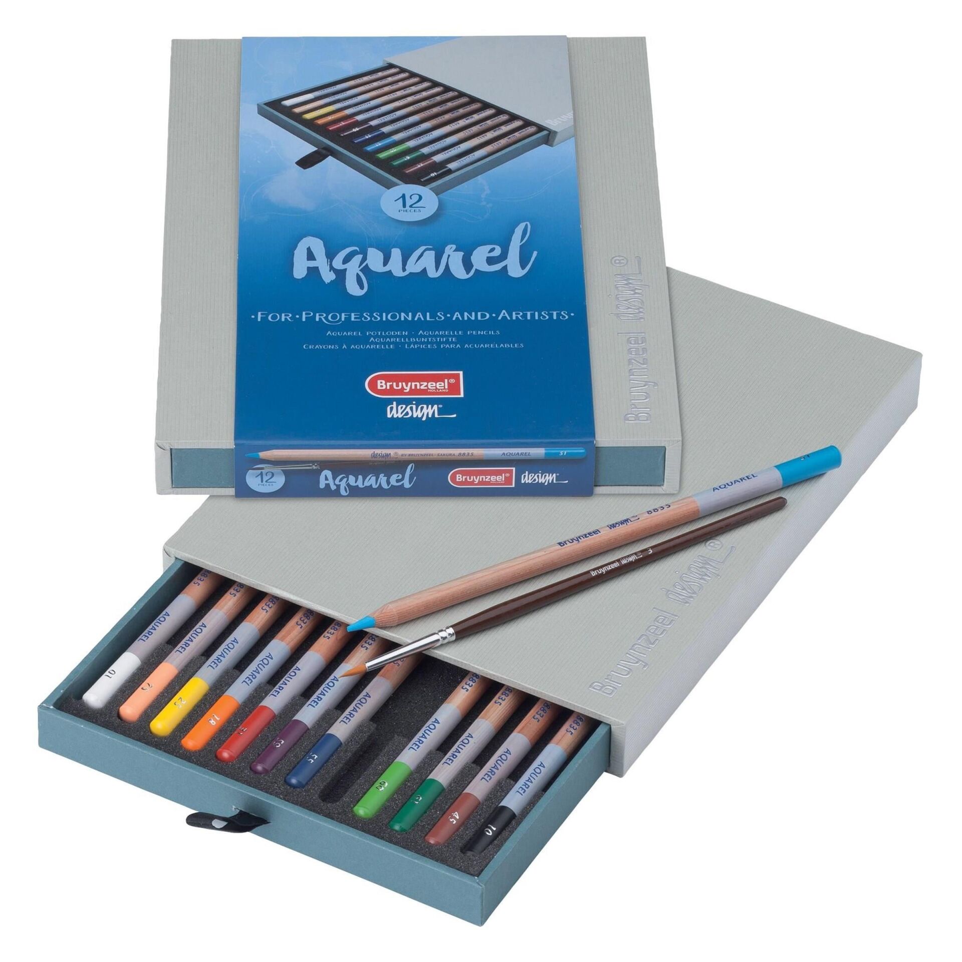 BRUYNZEEL KURU-SULU BOYA KALEM SETİ - 12 RENK (DESIGN WATERCOLOUR SERİSİ LÜX KUTU)