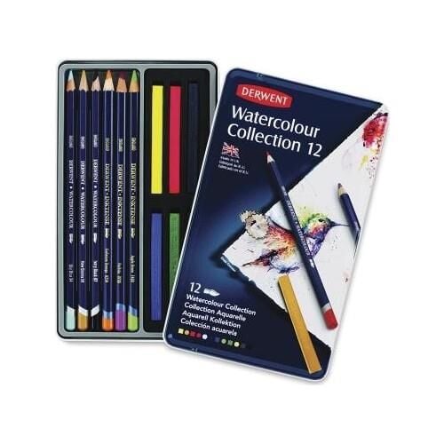 DERWENT WATERCOLOUR COLLECTION 12 RENK METAL KUTU