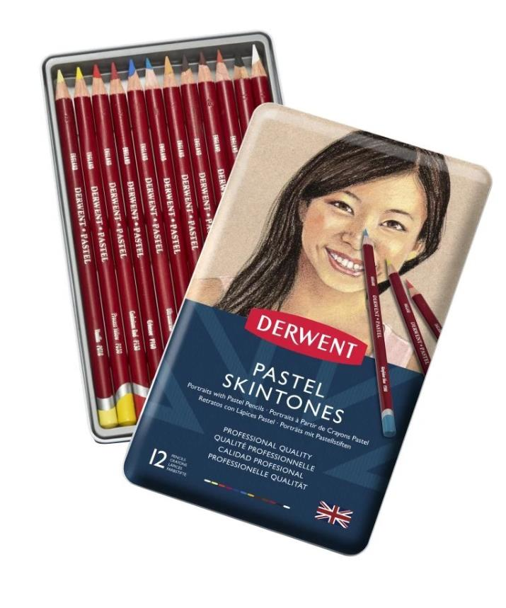 DERWENT PASTEL PENCIL SKINTONES 12'Lİ METAL KUTU (TEN RENKLERİ İÇERİR)