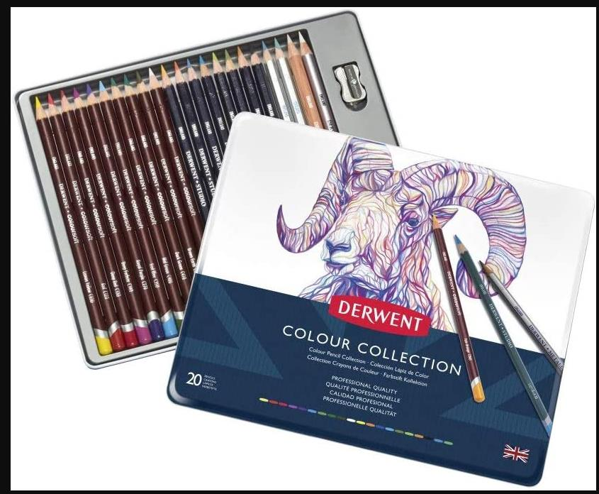 DERWENT COLOUR COLLECTION 20 RENK METAL KUTU