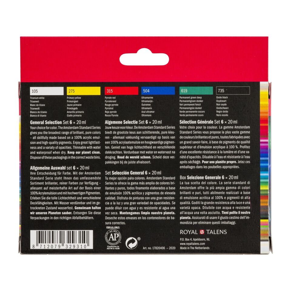 AMSTERDAM AKRİLİK BOYA SETİ 6 X 20 ML GENERAL