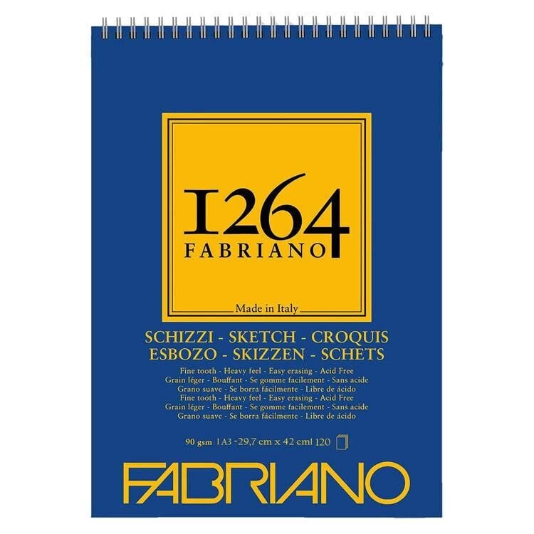 FABRIANO 1264 SCHIZZI A3 - 90 GR - F-1264 ESKİZ DEFTERİ - ÜST SPİRALLİ - MİKROPERFORELİ